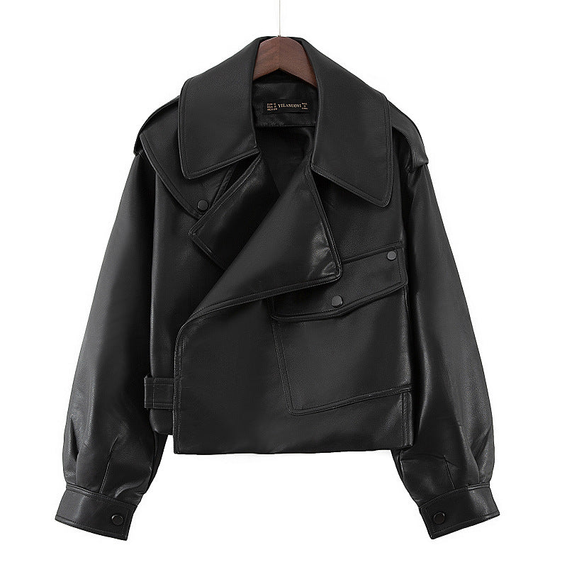 Cazadora cropped efecto piel LOU