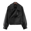 Cazadora cropped efecto piel LOU