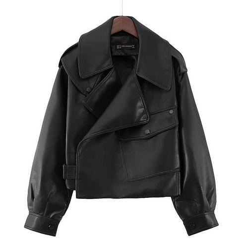 Cazadora cropped efecto piel LOU