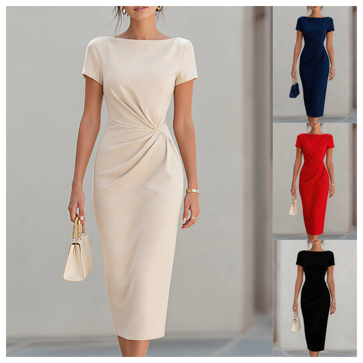 Vestido midi plisado entallado ADÈLE