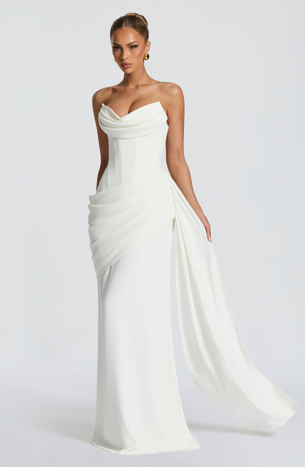 Vestido largo plisado palabra de honor AURORE