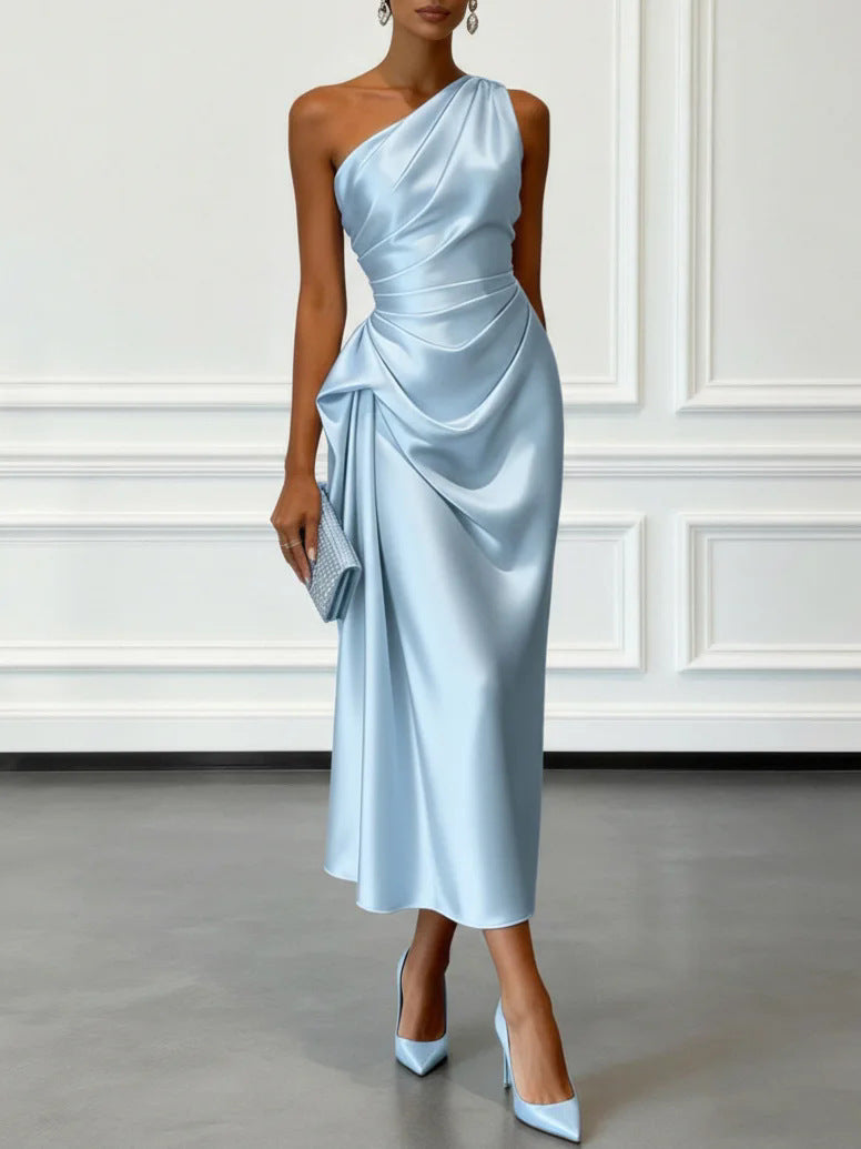 Vestido midi de satén plisado JULIETTE