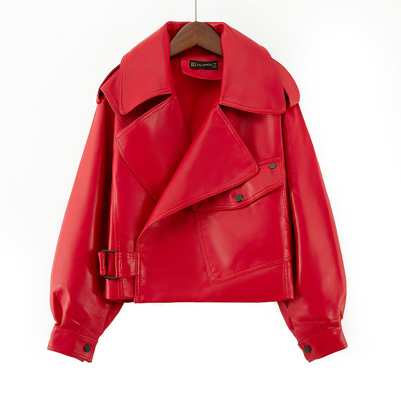Cazadora cropped efecto piel LOU