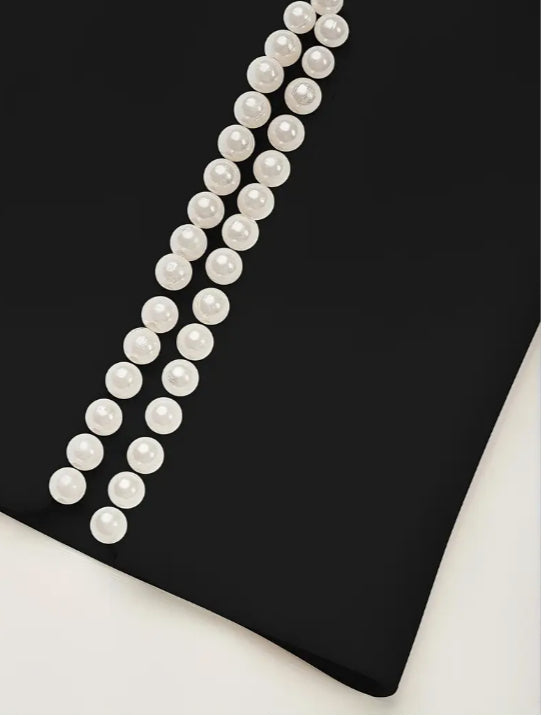 Vestido midi con detalle de perlas PERLE