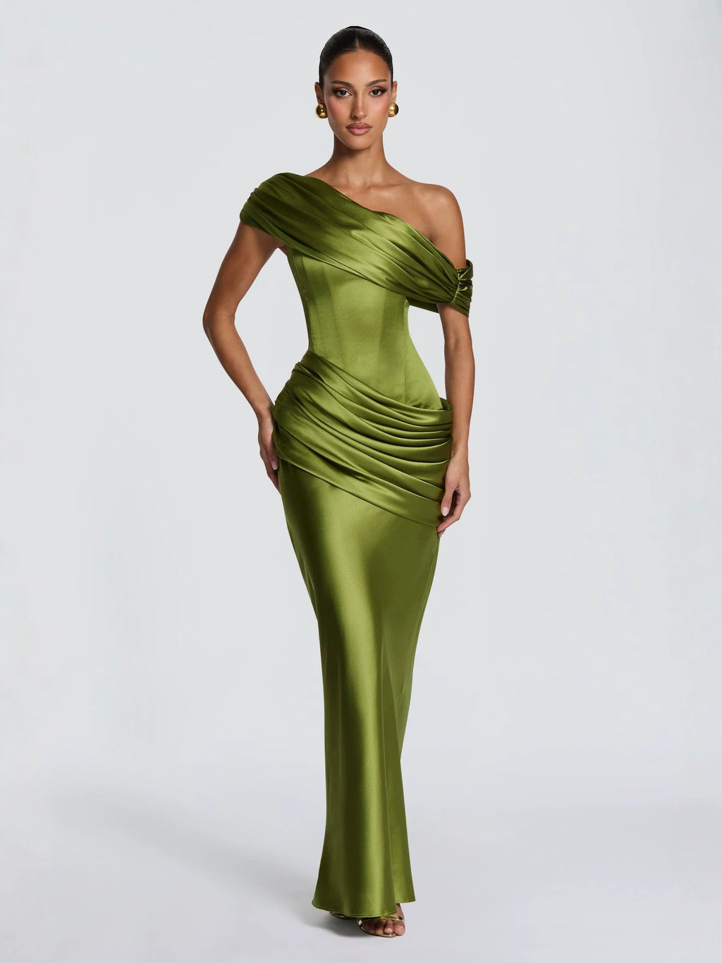 Vestido de satén drapeado CLAUDINE