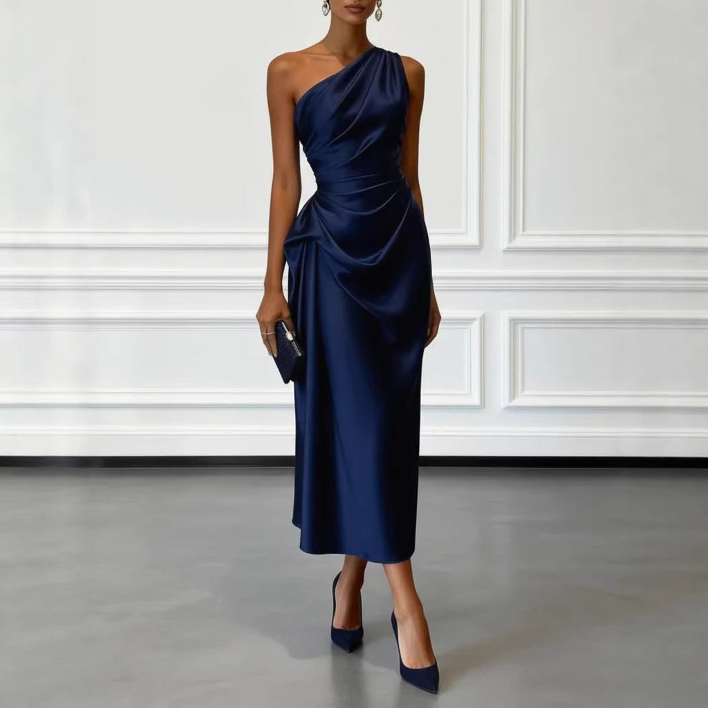 Vestido midi de satén plisado JULIETTE