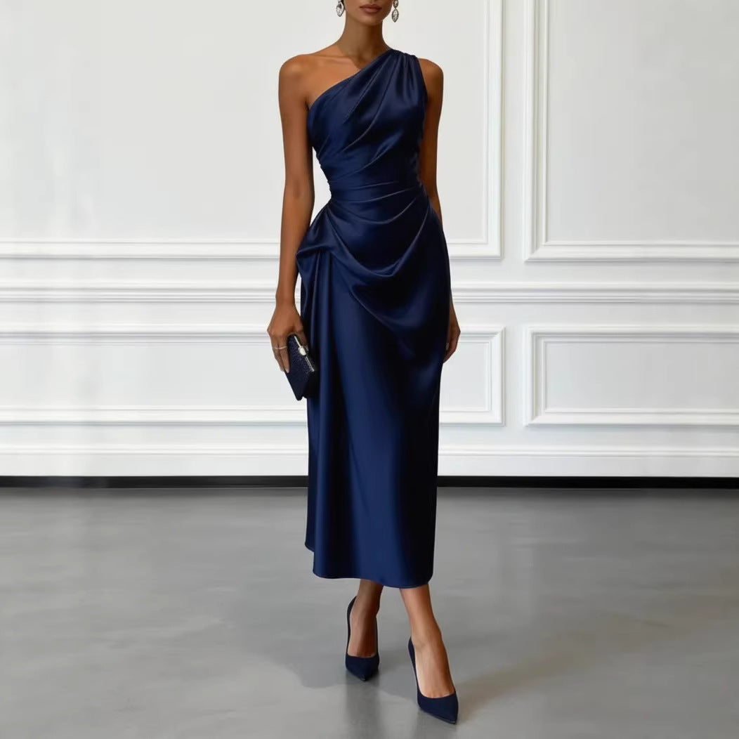 Vestido midi de satén plisado JULIETTE