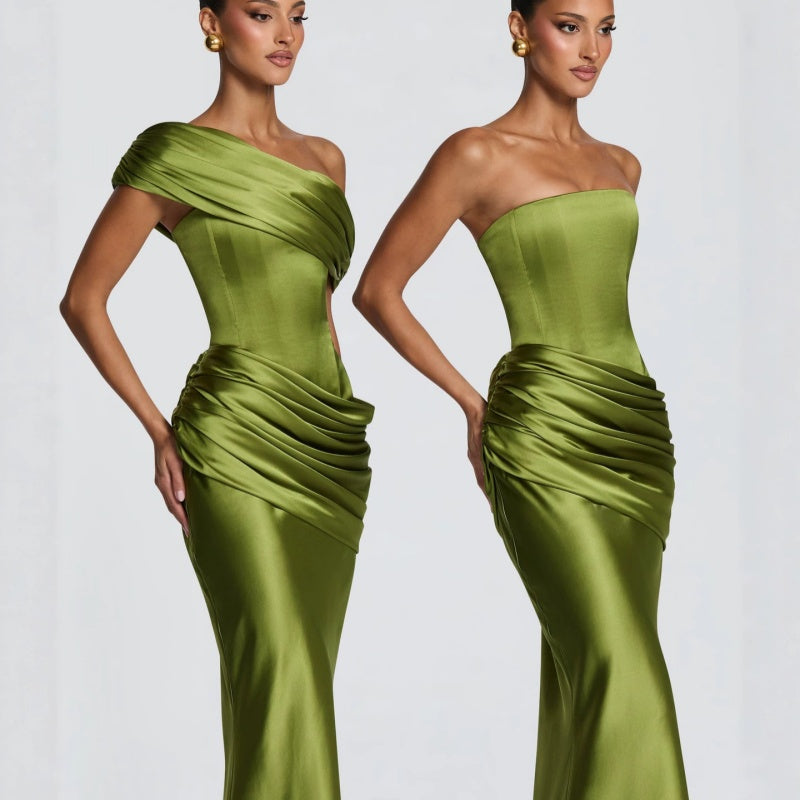 Vestido de satén drapeado CLAUDINE