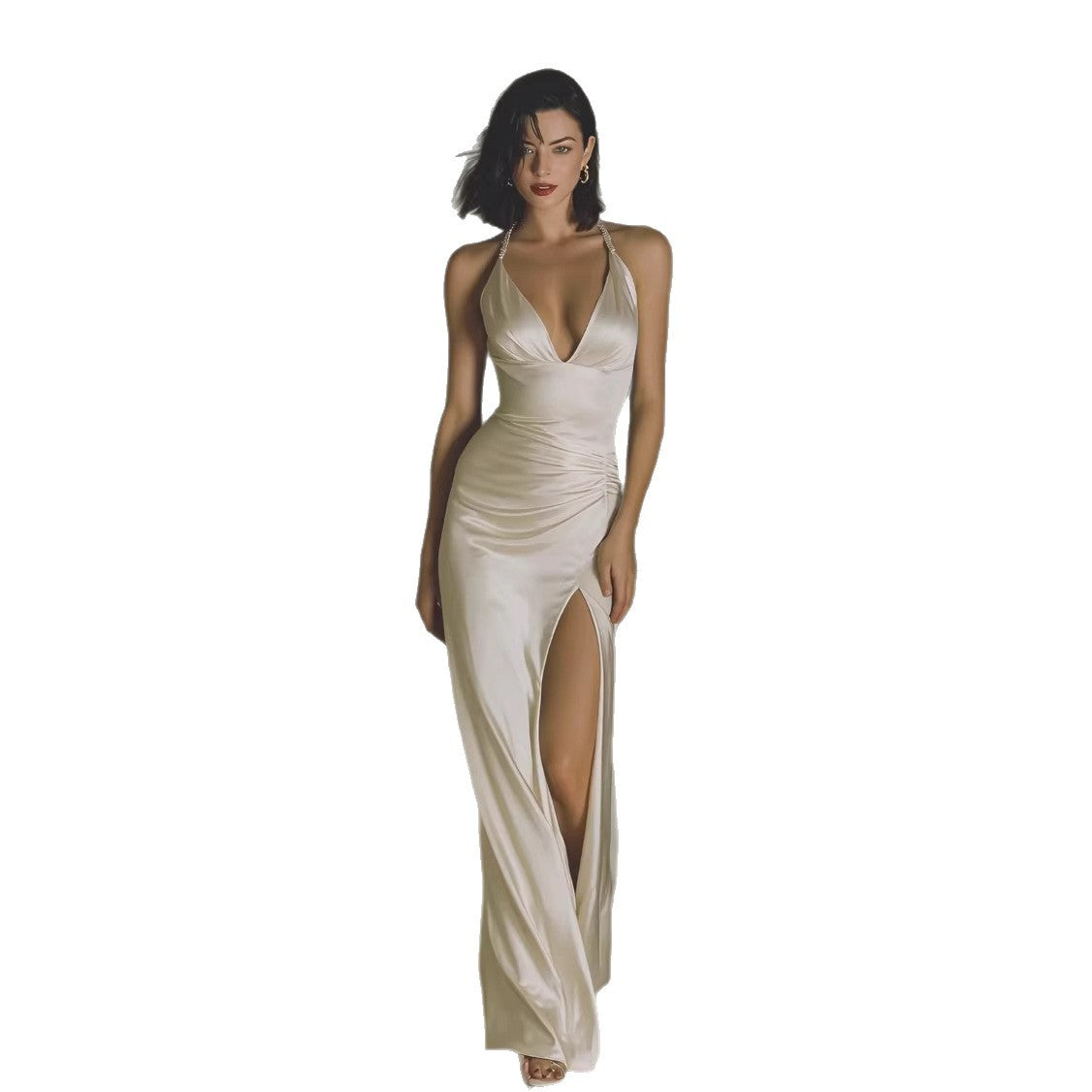 Vestido largo de satén estilo francés COLETTE