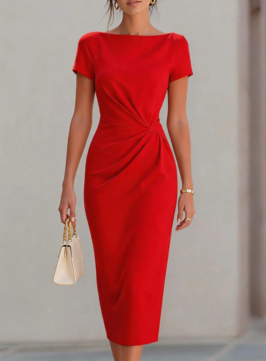 Vestido midi plisado entallado ADÈLE