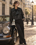 Cazadora cropped efecto piel LOU