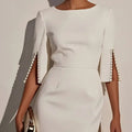 Vestido midi con detalle de perlas PERLE