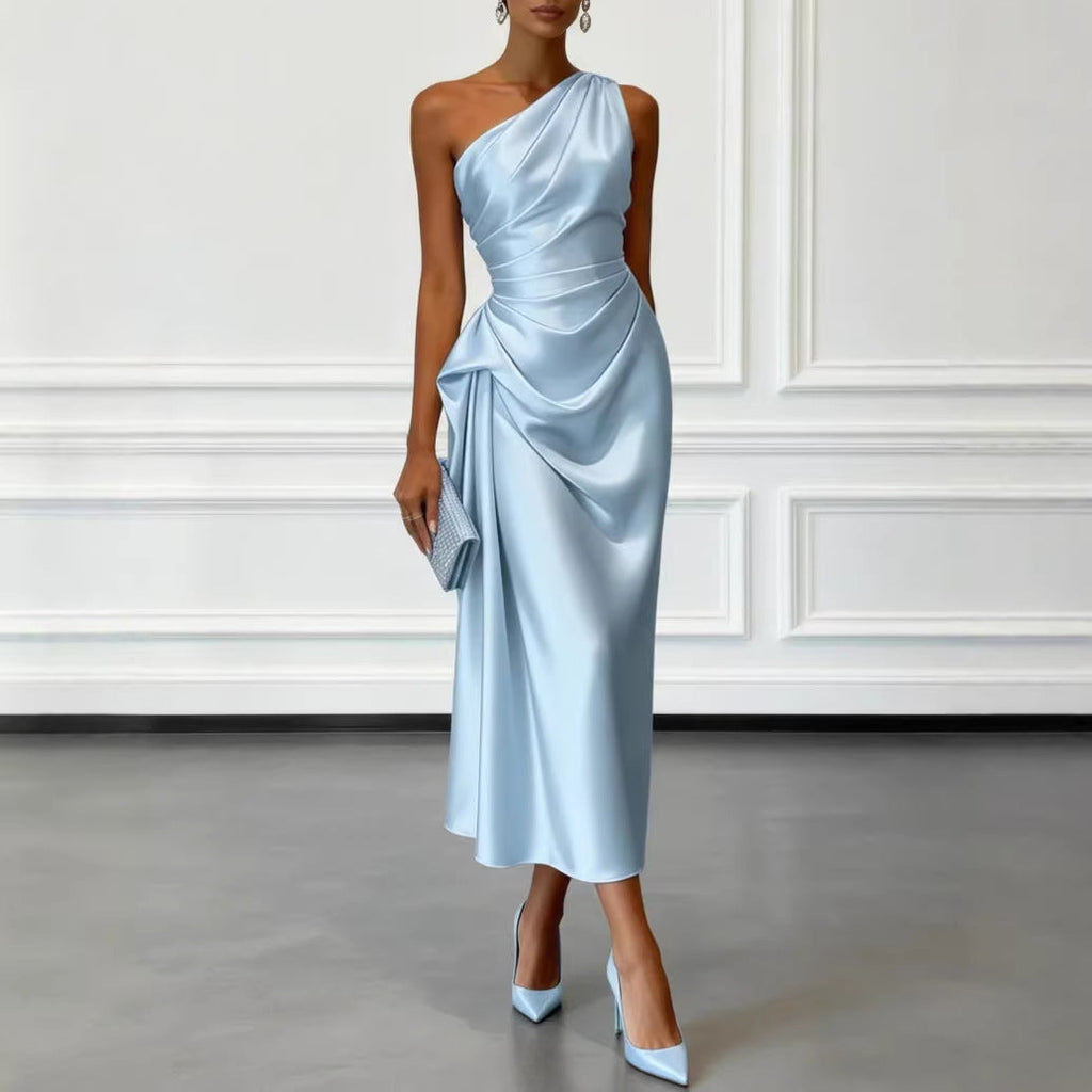 Vestido midi de satén plisado JULIETTE