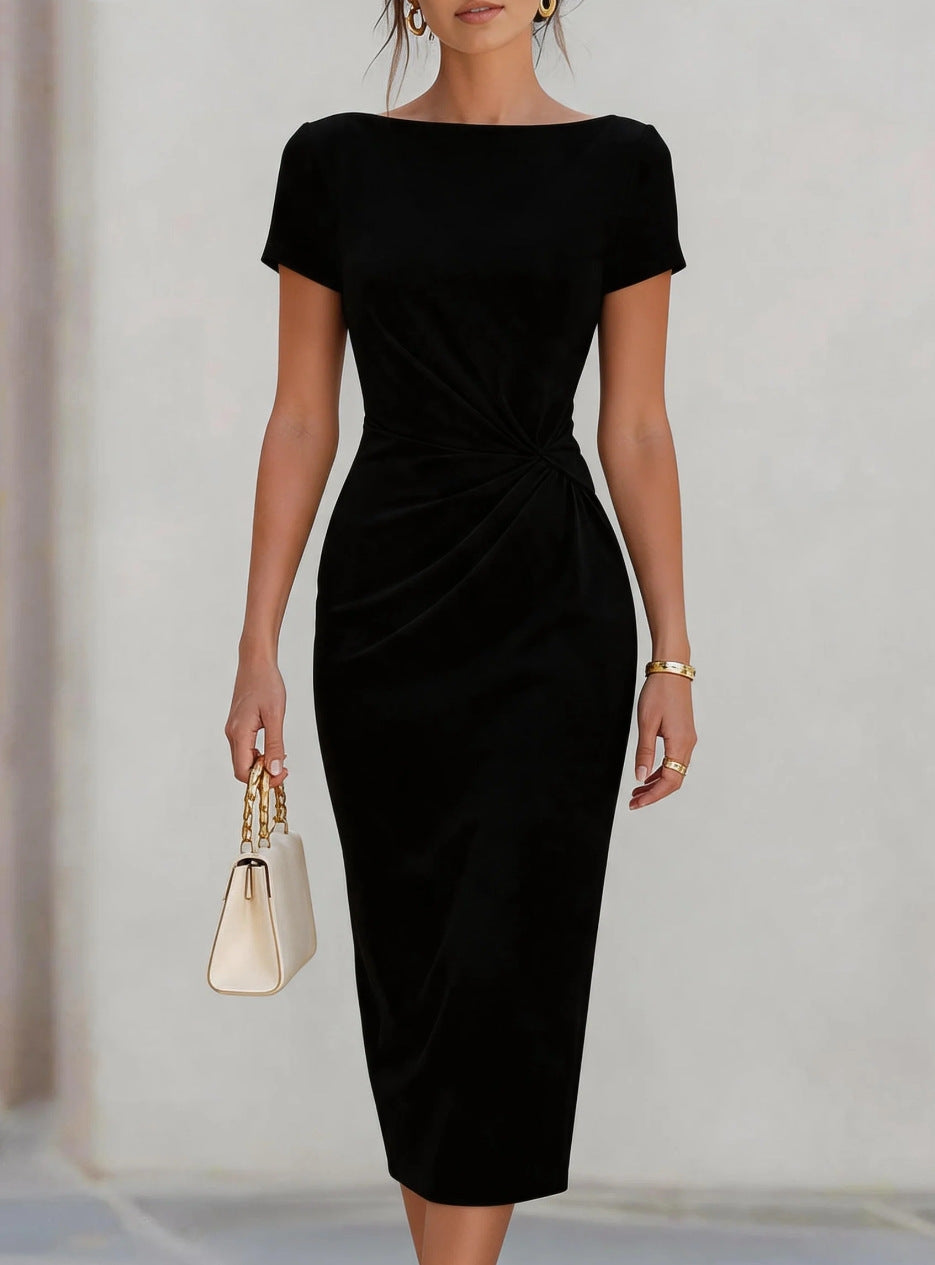 Vestido midi plisado entallado ADÈLE