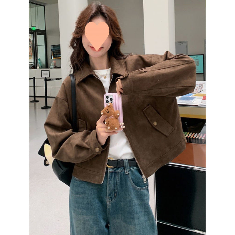 Chaqueta de ante vintage marrón SIENNE