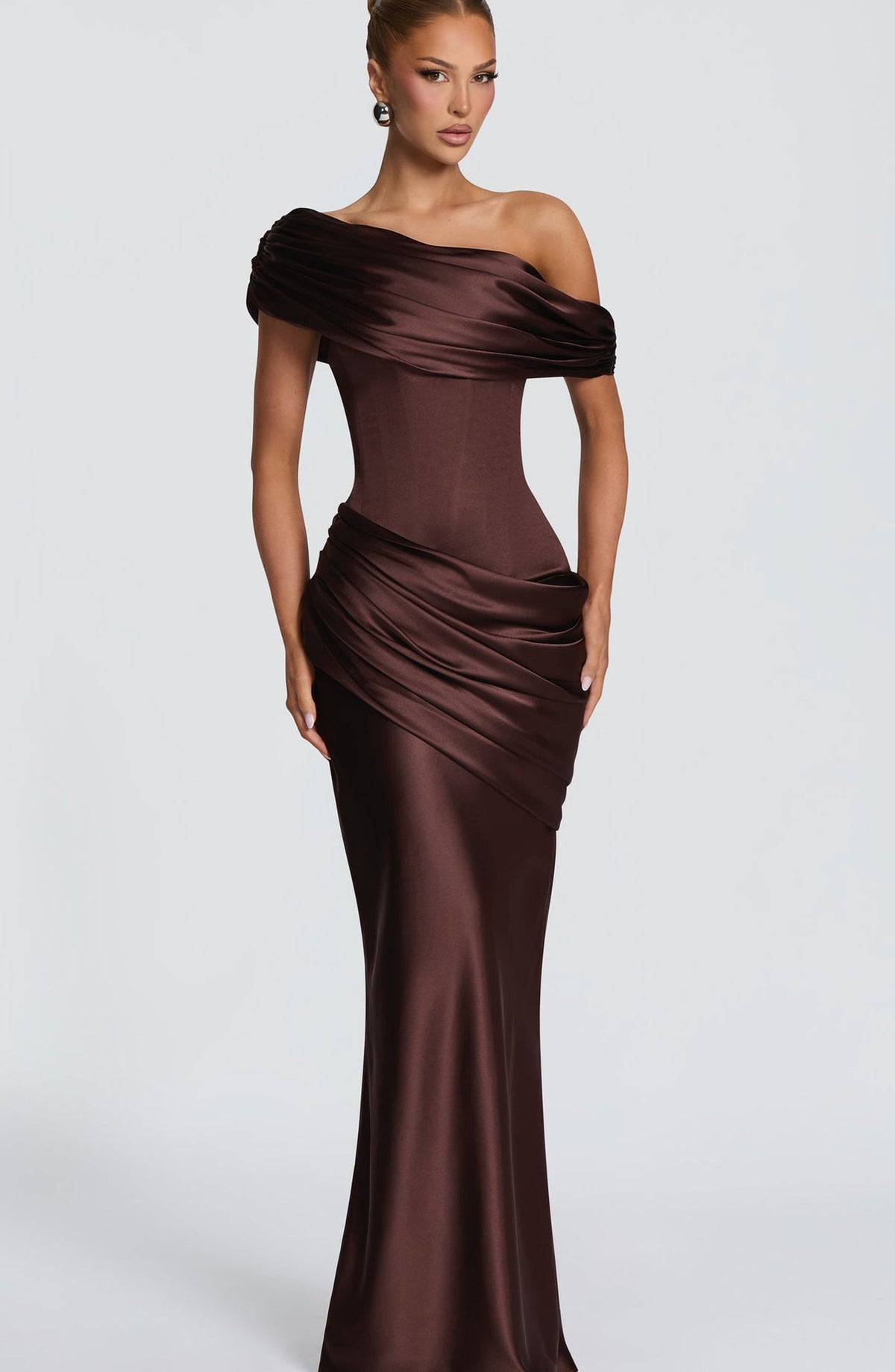 Vestido de satén drapeado CLAUDINE